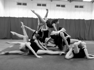 Acro dancers in pyramid formation
